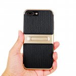 Wholesale iPhone 7 Plus Slim Fit Kickstand Hybrid Case (Black)